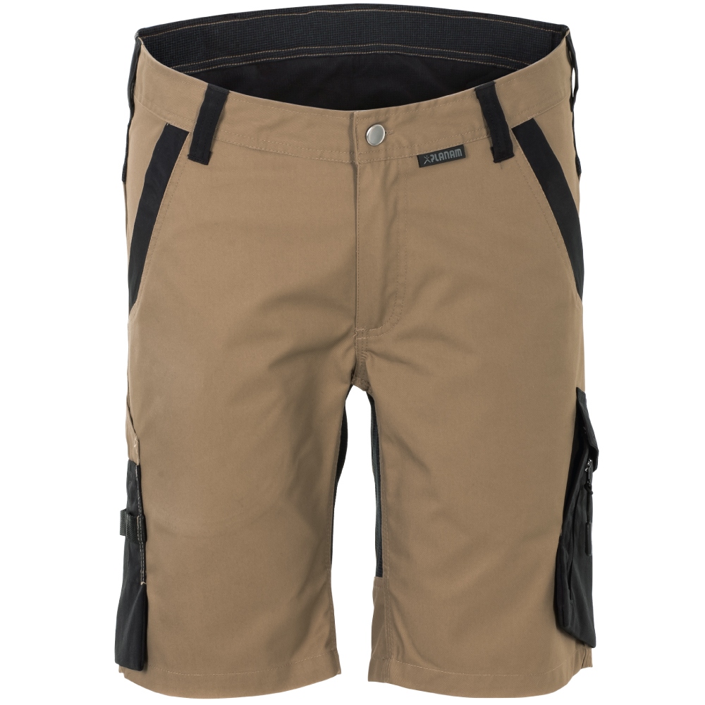 Quần short bảo hộ lao động nam Planam 6453 NORIT phong cách hiện đại, màu cát/đen, size XS-4XL