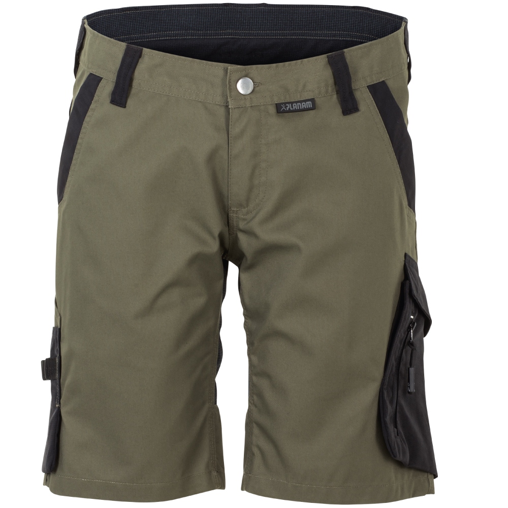Quần short bảo hộ lao động nữ Planam 6465 NORIT, màu ô liu hiện đại/đen, kích cỡ XS-4XL