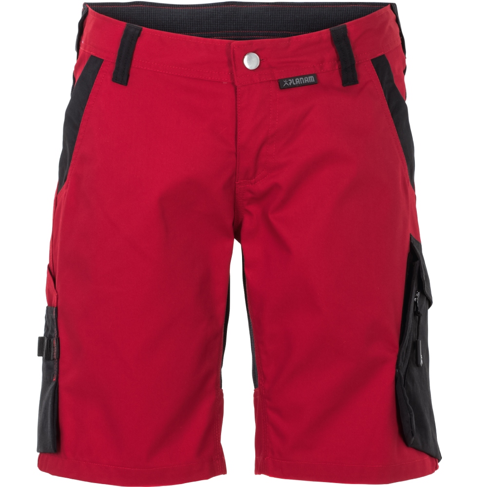 Quần short bảo hộ lao động nữ Planam 6467 NORIT, màu đỏ/đen hiện đại, size XS-4XL
