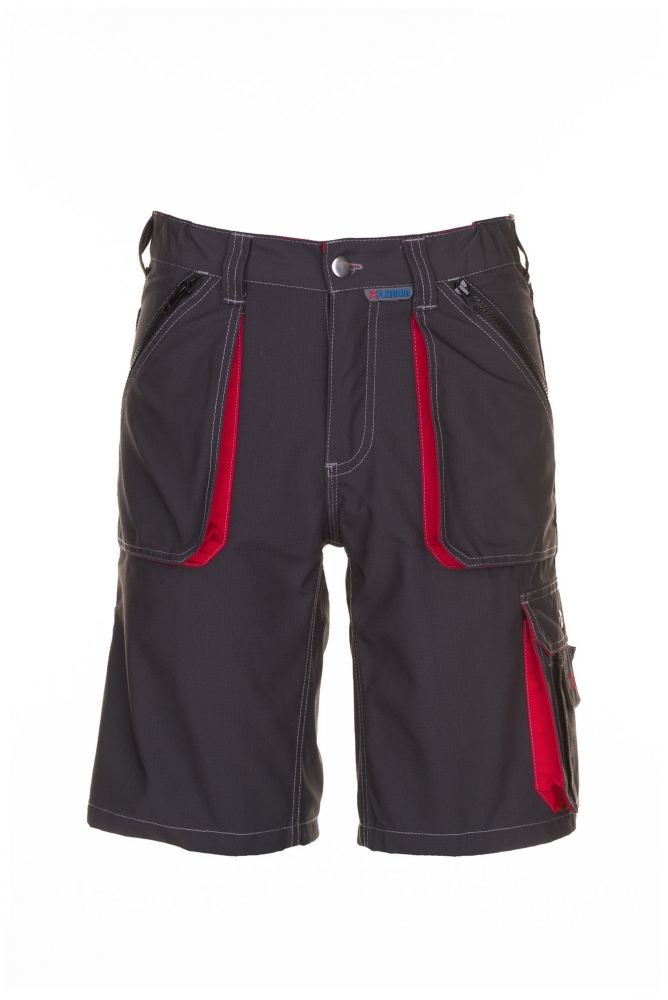 Quần short bảo hộ lao động siêu bền Planam 2840 BASALT màu xám than/đỏ S-3XL