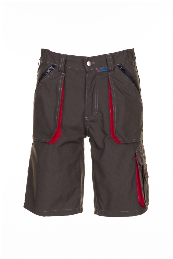 Quần short bảo hộ lao động siêu bền Planam 2843 BASALT màu xanh ô liu/đỏ, size S-3XL