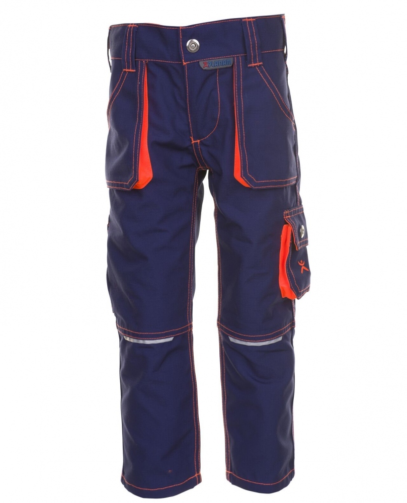 Quần bảo hộ lao động trẻ em Planam 6111 Junior màu xanh đen/cam