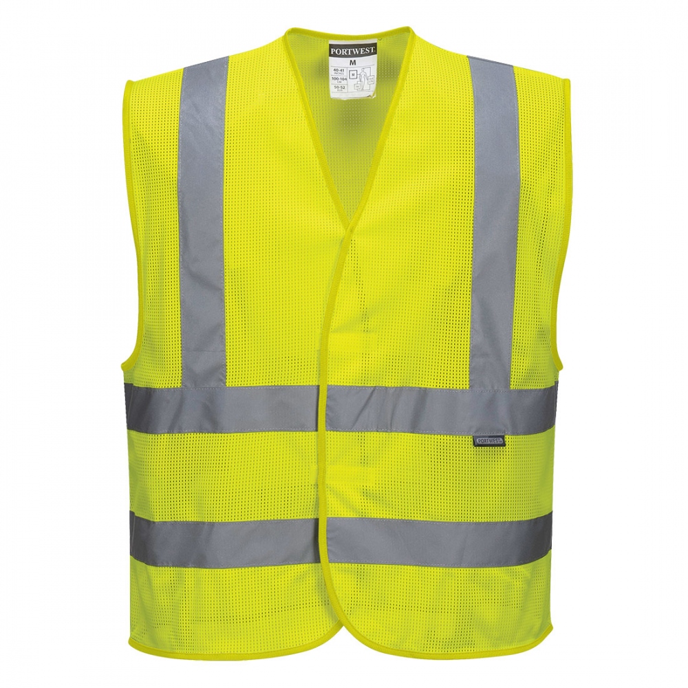 Áo phản quang Portwest C370 màu vàng, có băng phản quang, kích cỡ S - 5XL