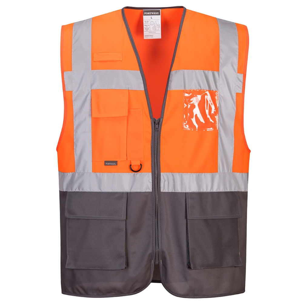 Áo phản quang cao cấp Portwest C476 WARSAW màu cam-xám size S-3XL
