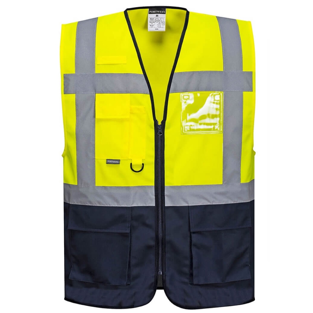 Áo phản quang cao cấp Portwest C476 WARSAW màu vàng phối xanh đen size XS-5XL