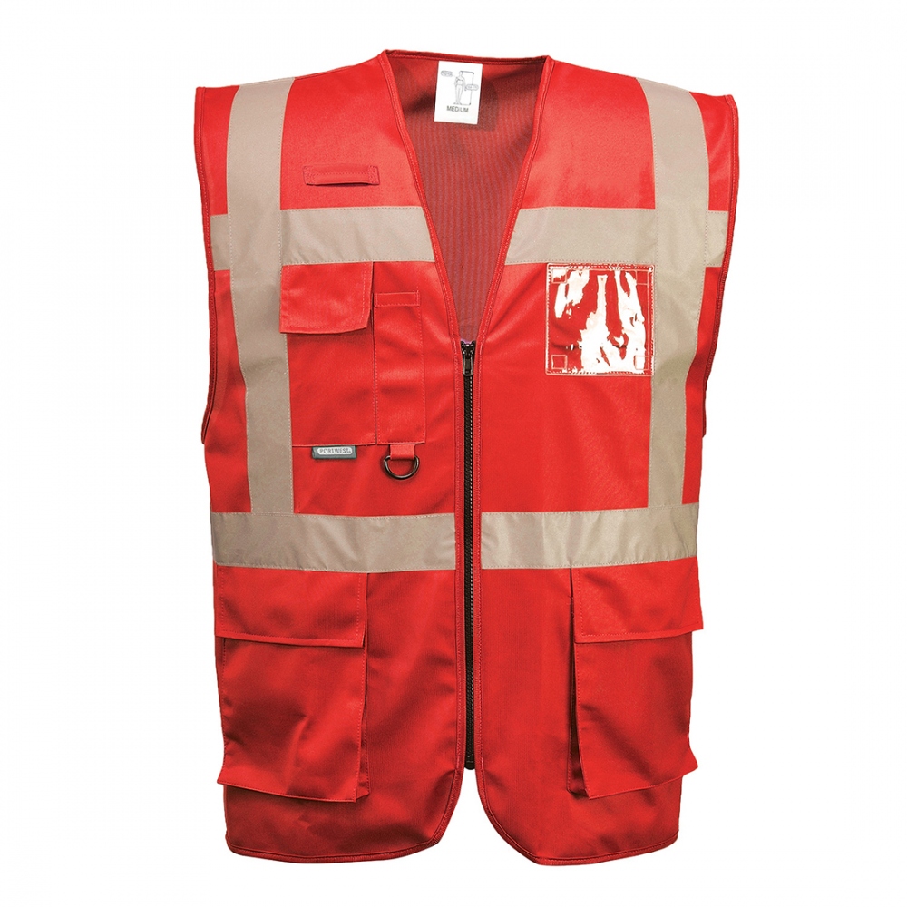 Áo ghi lê bảo hộ Portwest F476 Iona Executive có băng phản quang màu đỏ cảnh báo