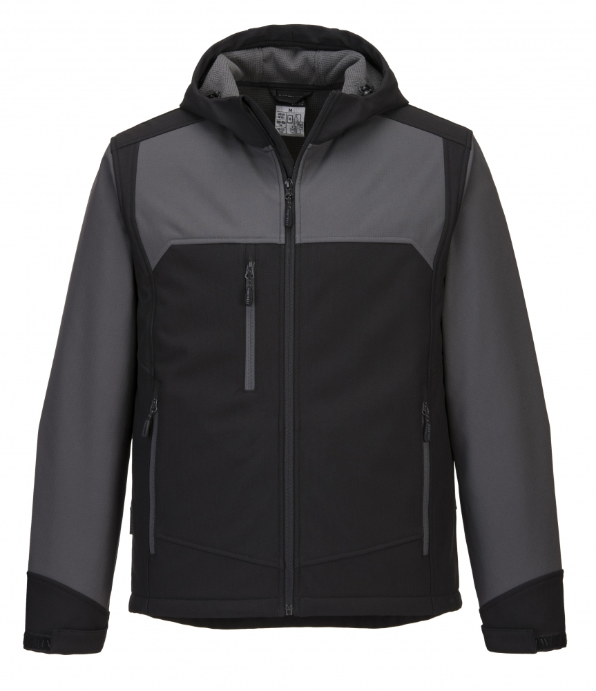 Áo khoác softshell có mũ thể thao Portwest KX3 màu xám/đen