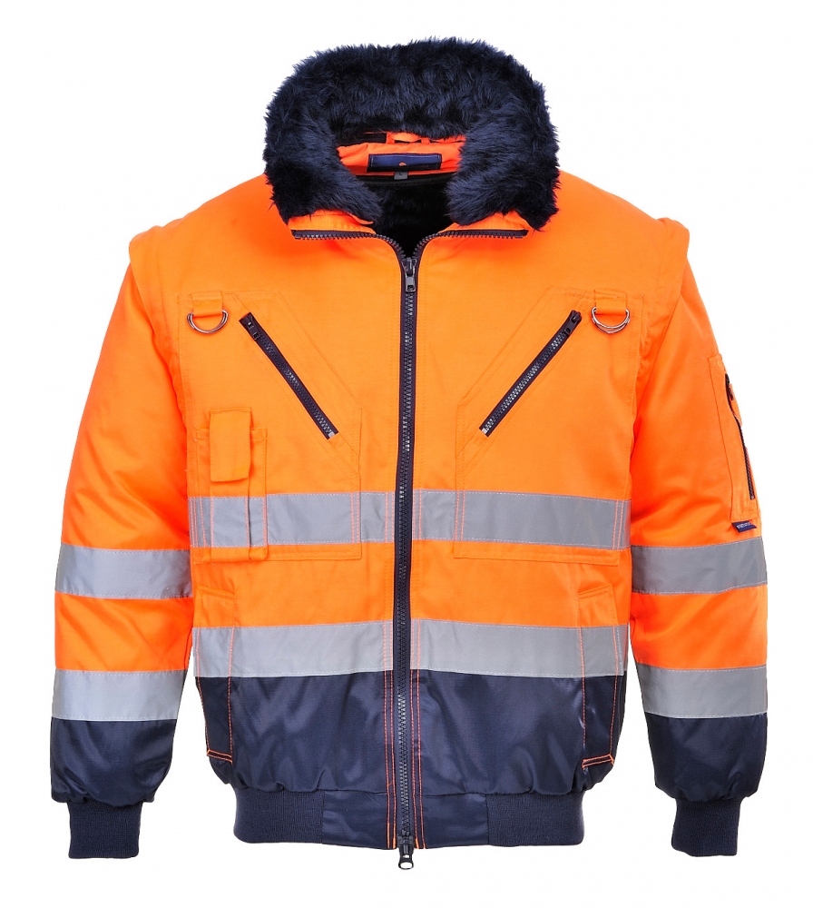 Áo bomber phản quang 4 trong 1 Class 3 Portwest PJ50O cam/xanh navy
