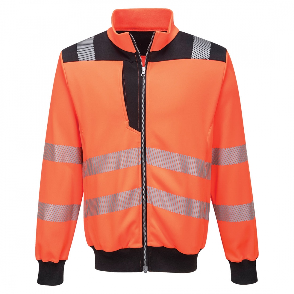 Áo nỉ phản quang có khóa kéo Portwest PW370 màu cam/đen S–5XL