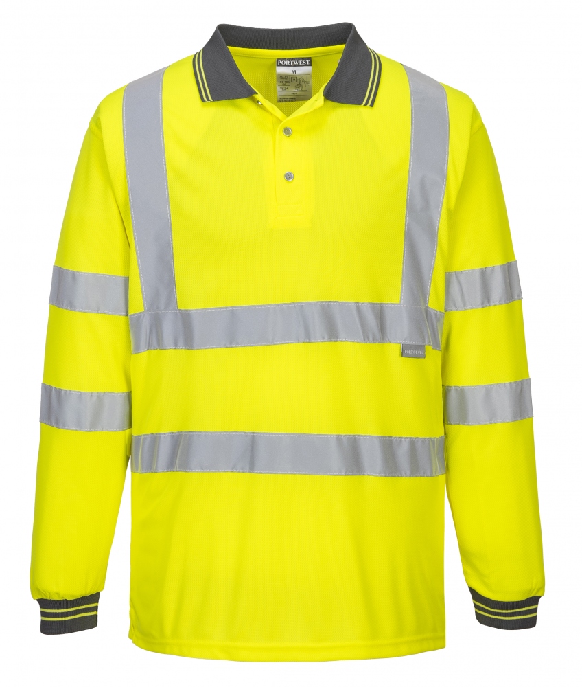Áo polo phản quang dài tay Portwest S277 màu vàng XS–6XL