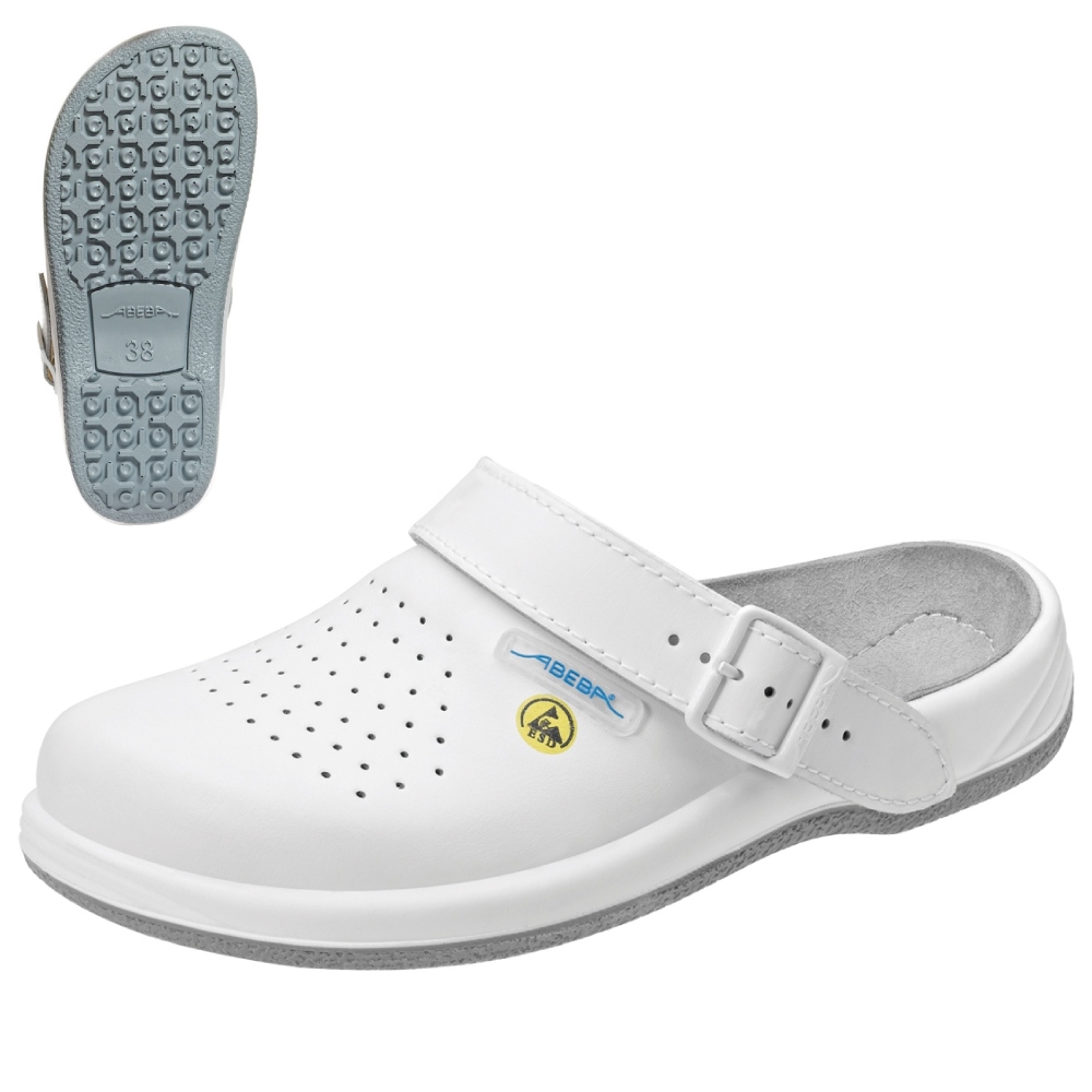 Giày clogs y tế chống trượt màu trắng OB ESD SRA Abeba 35600 ARROW