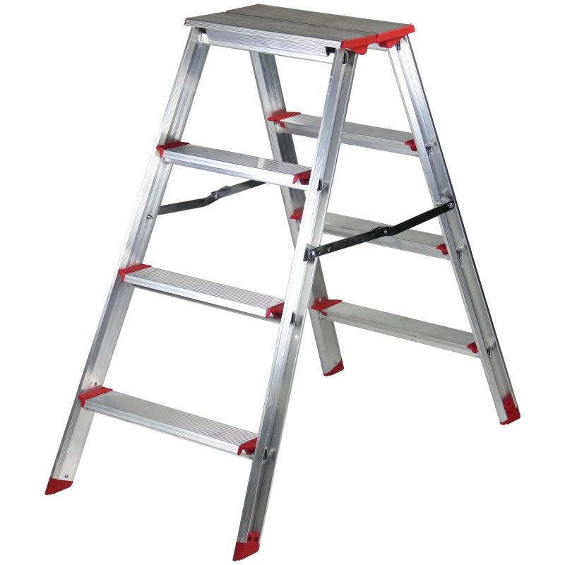 Thang nhôm chữ A chuyên dụng 4 bậc Rise-Tec hai phía chiều cao tối đa 0,95 m