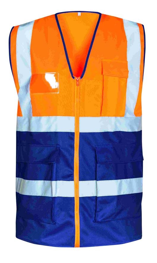 Áo vest phản quang Safestyle 23509 có túi màu cam phối xanh đen S-4XL