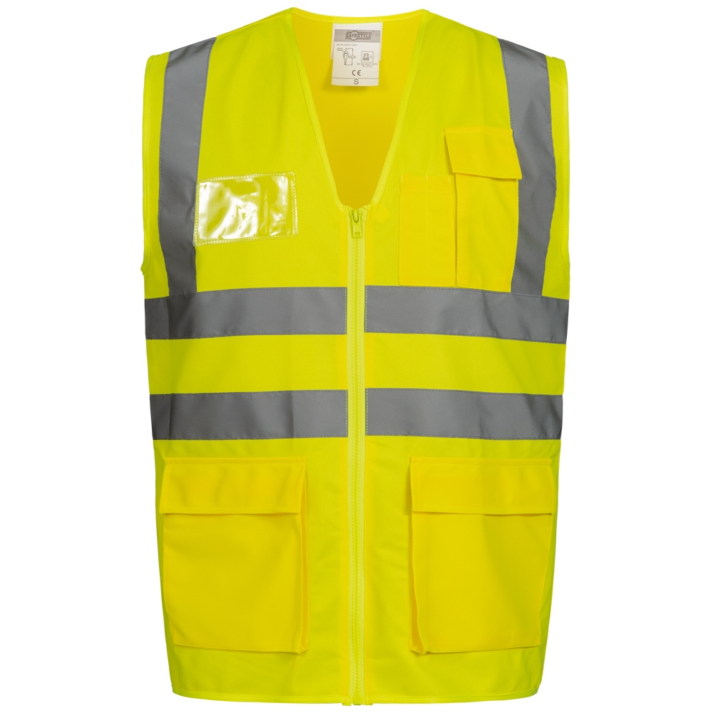 Áo phản quang Safestyle 23510 có khóa kéo màu vàng S-7XL
