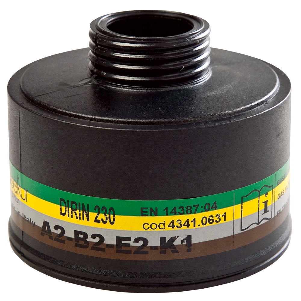 Phin lọc độc Ekastu DIRIN 230 A2B2E2K1 kết nối dạng ren tiêu chuẩn EN 148-1