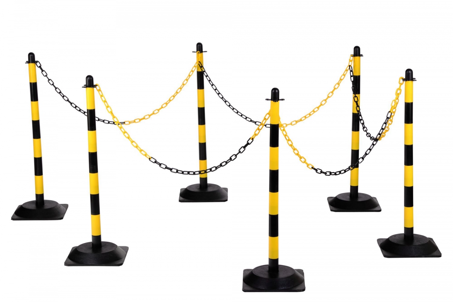 CRASH STOP SET-LKP-GS Bộ trụ rào xích (6 trụ), nhựa PE, vàng-đen