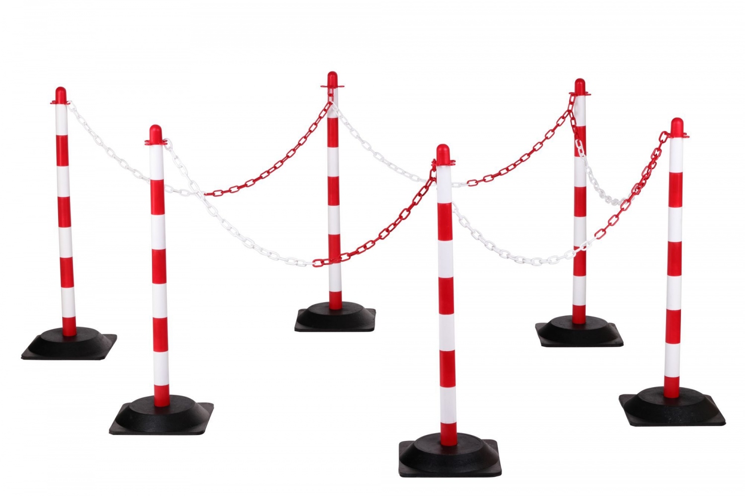 Bộ 6 trụ rào xích CRASH STOP SET-LKP-RW, chất liệu PE, màu đỏ-trắng