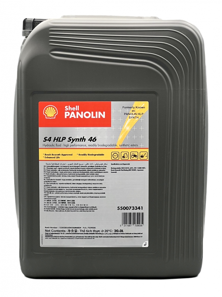 Dầu thủy lực sinh học phân hủy Shell PANOLIN S4 HLP Synth 46 gốc HEES 20L