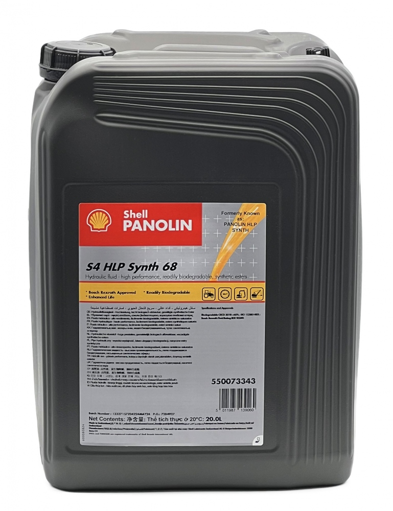 Dầu thủy lực phân hủy sinh học Shell Panolin S4 HLP Synth 68 gốc HEES 20L