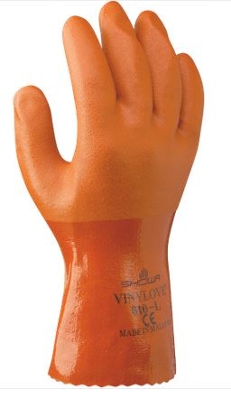 Găng tay bảo hộ chống hóa chất PVC Showa 610 màu cam 250-270mm