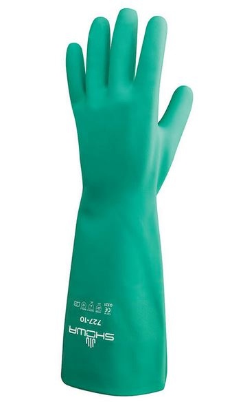 Găng tay chống hóa chất Nitrile tái sử dụng Showa 727 dài 330mm