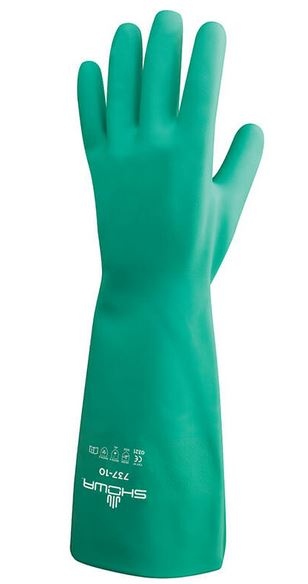 Găng tay chống hóa chất nitrile tái sử dụng Showa 737 dài 380mm