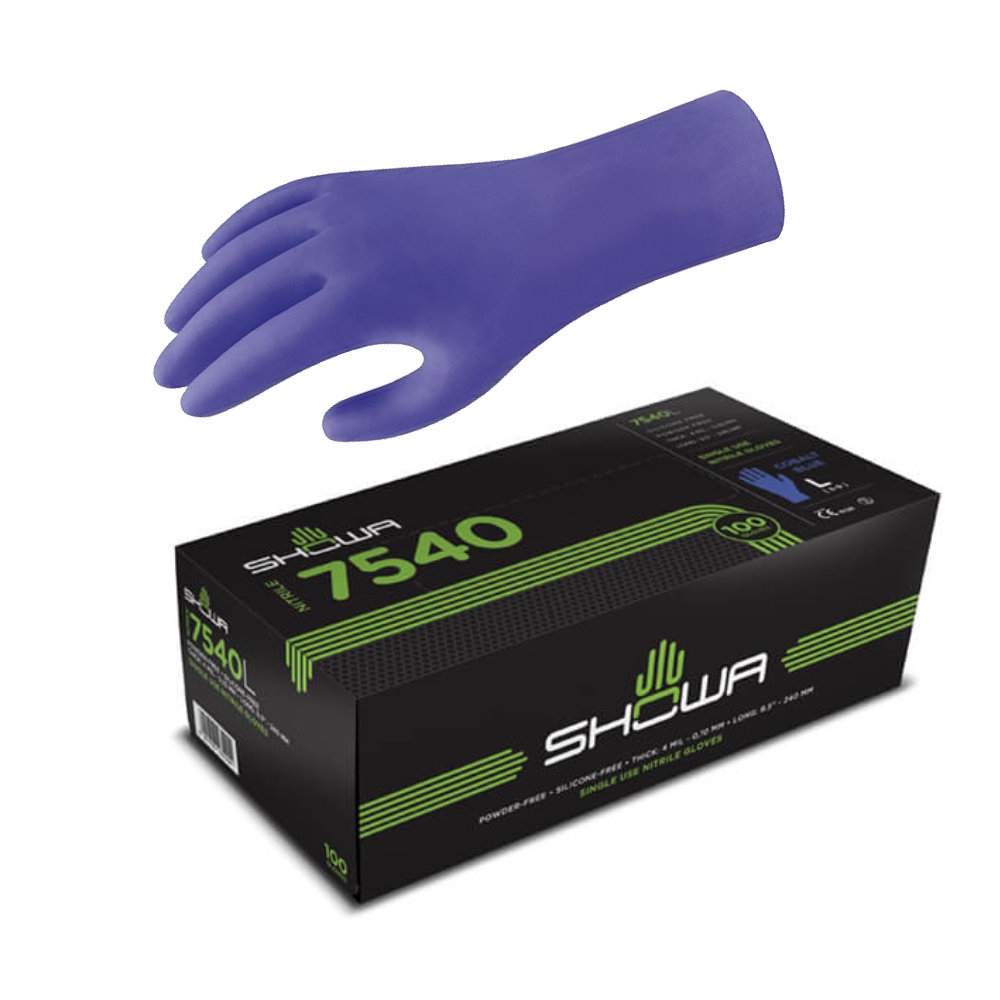 Găng tay cao su Nitrile dùng một lần không bột Showa 7540, hộp 100 chiếc