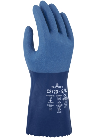 Găng tay bảo hộ chống hóa chất Nitrile Showa Best CS720 size 8-11