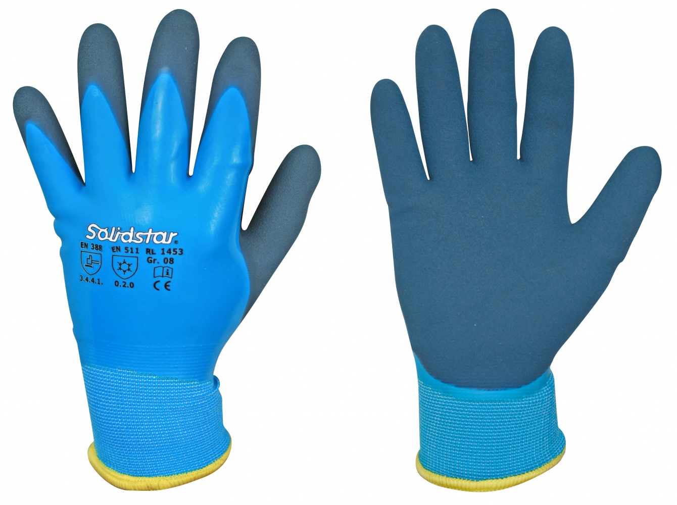 Găng tay bảo hộ mùa đông phủ lớp Latex kép Solidstar 1453 màu xanh tiêu chuẩn EN511