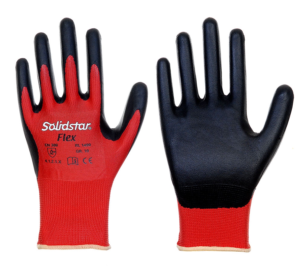 Găng tay bảo hộ phủ bọt Nitrile thoáng khí Solidstar 1490 FLEX màu đỏ