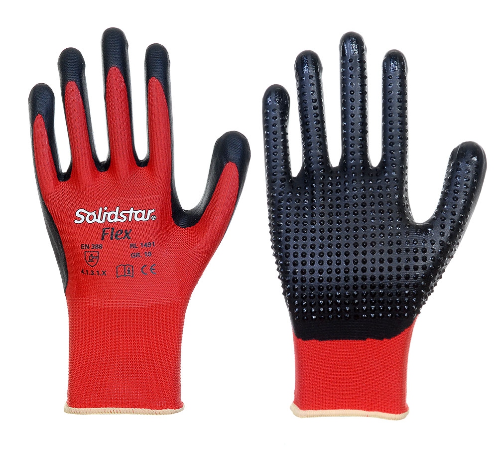 Găng tay bảo hộ phủ bọt nitrile thoáng khí có hạt nổi Solidstar 1491 FLEX