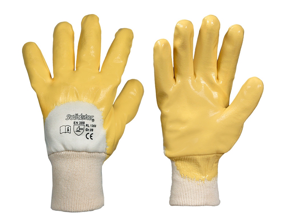 Găng tay mùa đông dệt kim phủ nitrile lót nỉ cực ấm Solidstar 1368 màu vàng