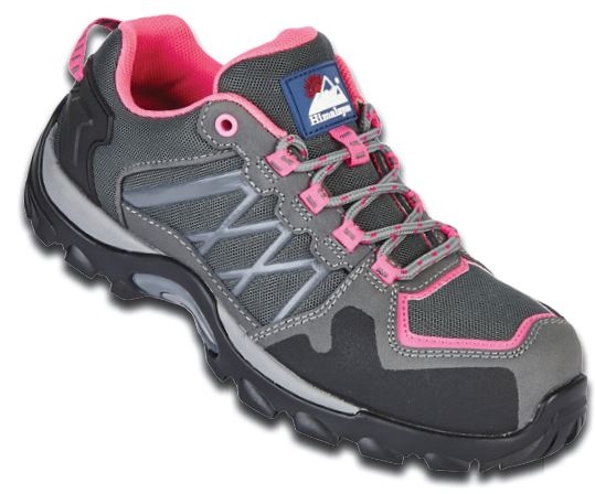 Giày bảo hộ nữ Himalayan 4302 S1P màu xám/hồng, kích cỡ UK 3-8