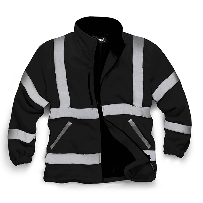 Áo khoác nỉ bảo hộ Standsafe HV022 có dải phản quang màu đen