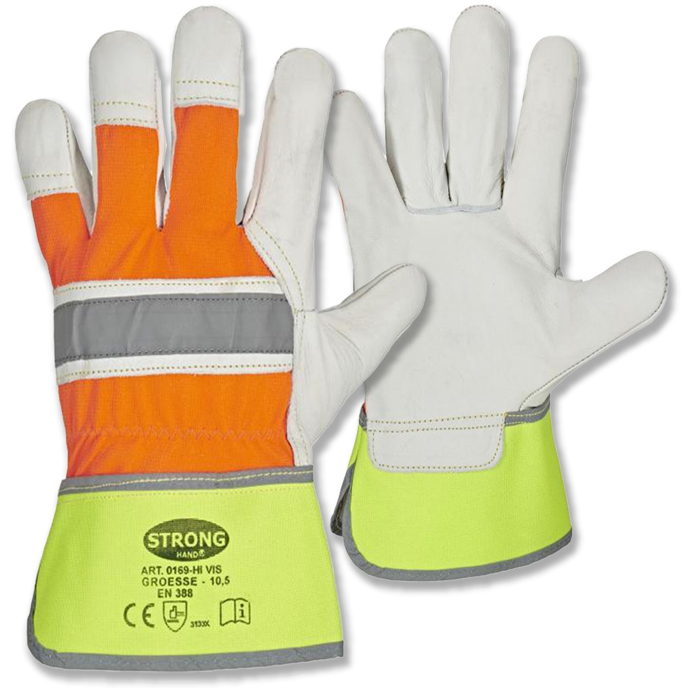 Găng tay bảo hộ da bò phản quang Stronghand 0169 HI-VIS kích cỡ 10,5