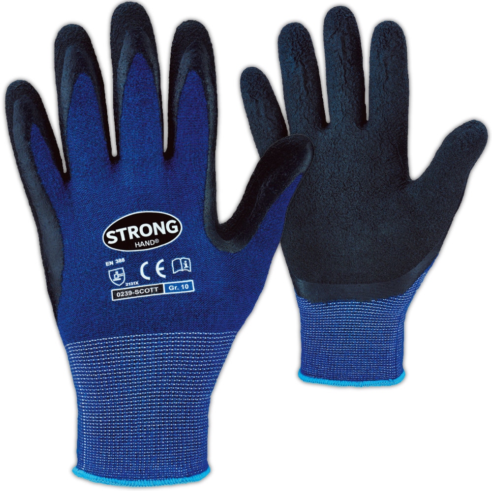 Găng tay bảo hộ cotton phủ Latex Stronghand 0239 SCOTT dùng cho lắp ráp size 8-11