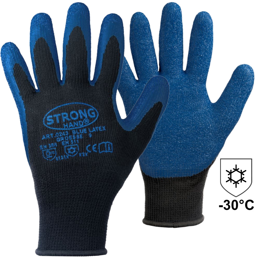 Găng tay bảo hộ mùa đông phủ cao su Latex Stronghand 0243 Màu xanh Size 8-11