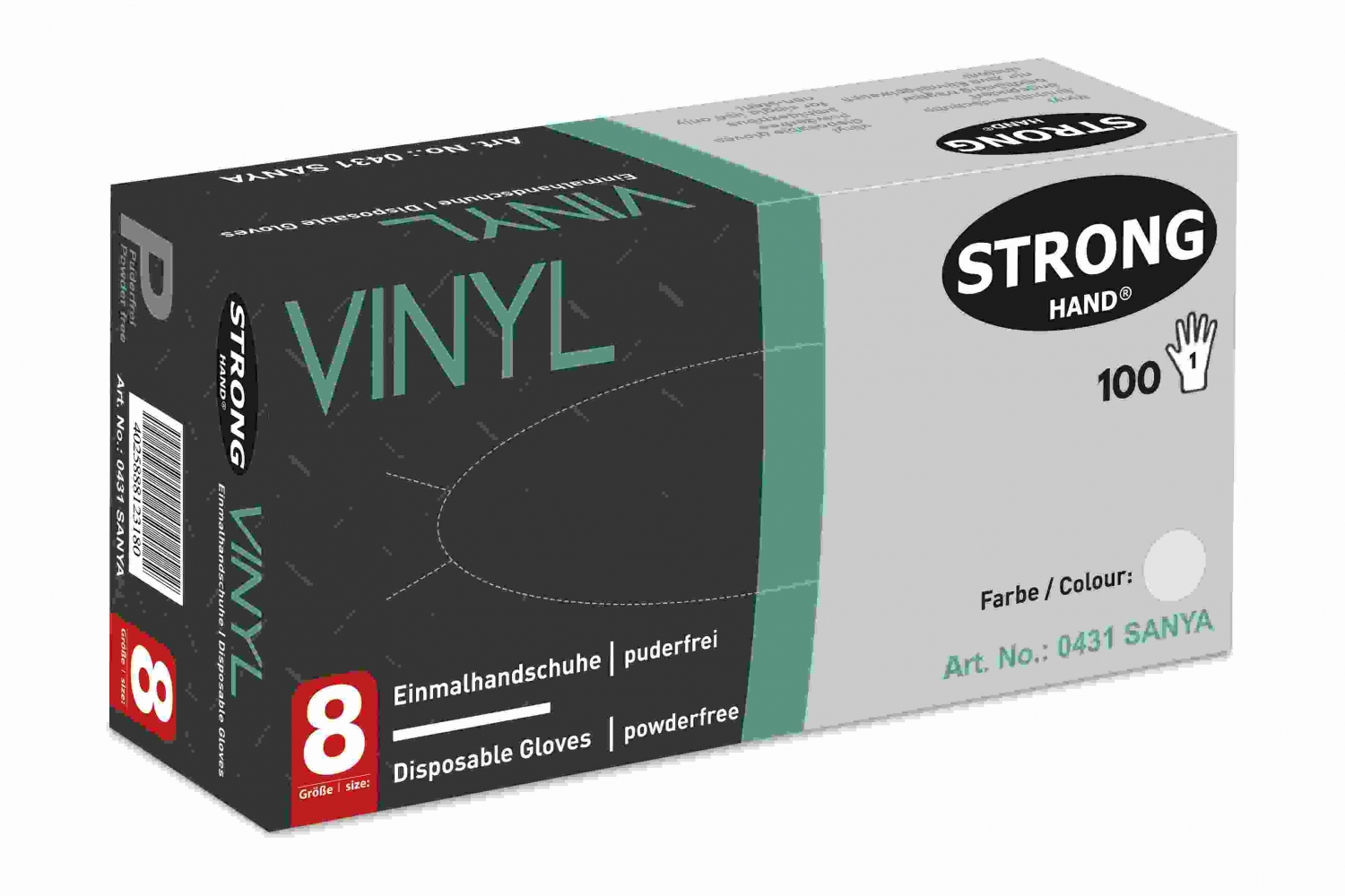 Găng tay dùng một lần Stronghand 0431 SANYA chất liệu vinyl hộp 100 chiếc tiêu chuẩn EN420