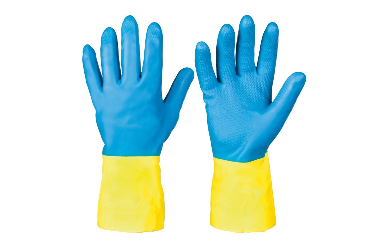 Găng tay bảo hộ chống hóa chất Latex Stronghand 0456 KENORA màu xanh/vàng