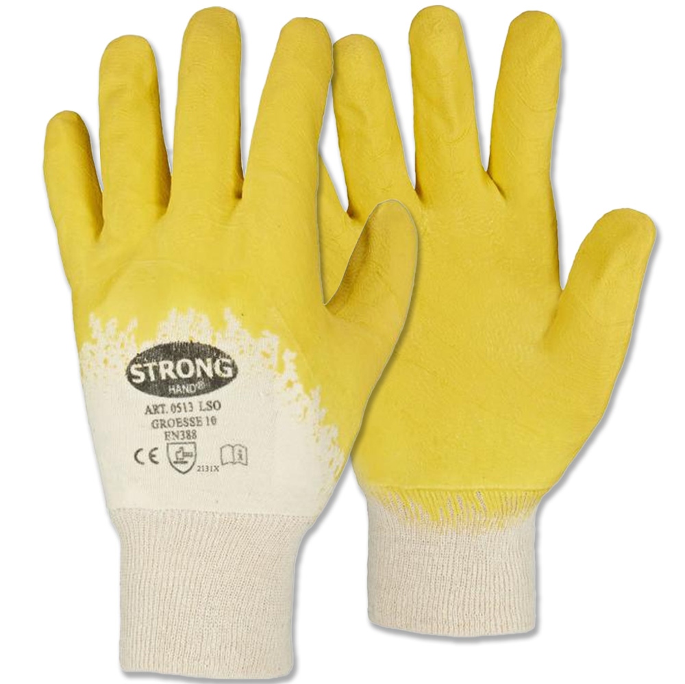 Găng tay bảo hộ cotton phủ cao su Latex Stronghand 0513 LSO phủ 3/4 lòng bàn tay cỡ 10