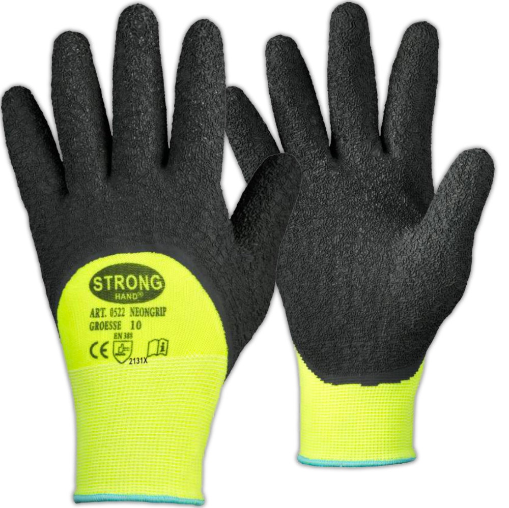 Găng tay bảo hộ Stronghand 0522 NEONGRIP phủ Latex 3/4 bền bỉ size 7-11