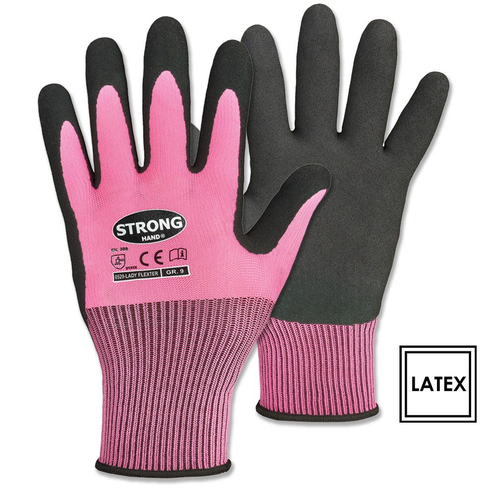 Găng tay bảo hộ phụ nữ phủ Latex Stronghand 0529 LADY FLEXTER cỡ 6-9