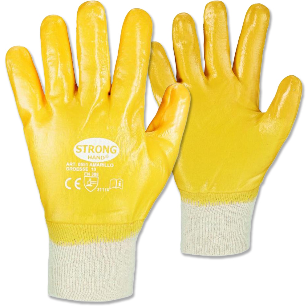 Găng tay bảo hộ Nitrile phủ toàn bộ Stronghand 0551 AMARILLO size 8-11