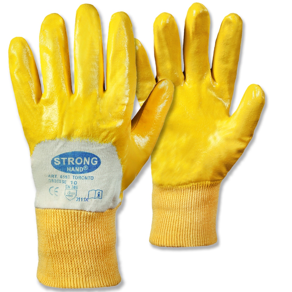 Găng tay bảo hộ Stronghand 0553 TORONTO phủ Nitrile 3/4 màu vàng cỡ 7-11