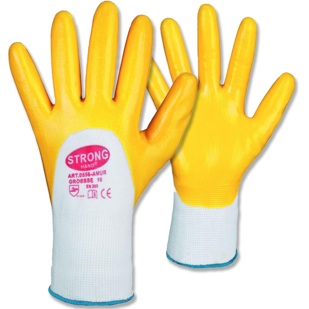 Găng tay bảo hộ Stronghand 0556 AMUR phủ Nitrile 3/4 màu vàng cỡ 8-11