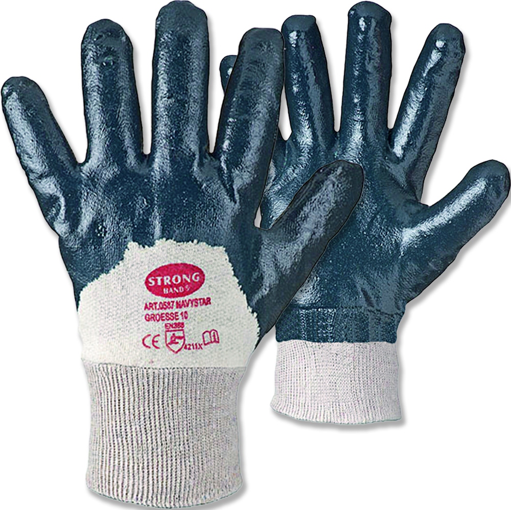 Găng tay bảo hộ Stronghand 0560 NAVYSTAR phủ Nitrile 3/4 màu xanh dương cỡ 8-11