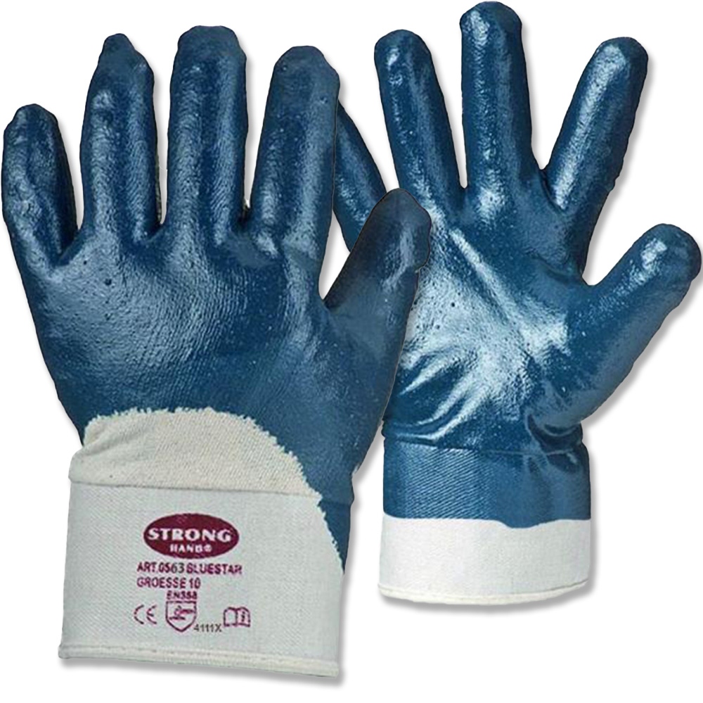 Găng tay bảo hộ Stronghand 0563 BLUESTAR phủ Nitrile 3/4 màu xanh dương cỡ 9-11