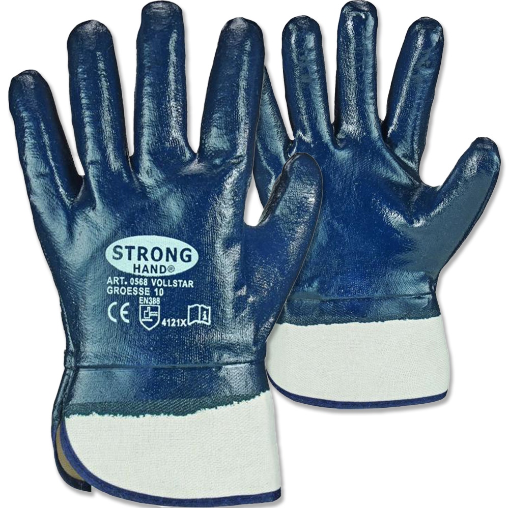 Găng tay bảo hộ Stronghand 0568 VOLLSTAR phủ Nitrile toàn bộ màu xanh size 10-11