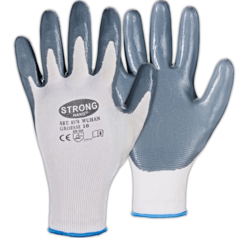 Găng tay bảo hộ phủ Nitrile Stronghand 0578 kháng dầu màu trắng size 7-10