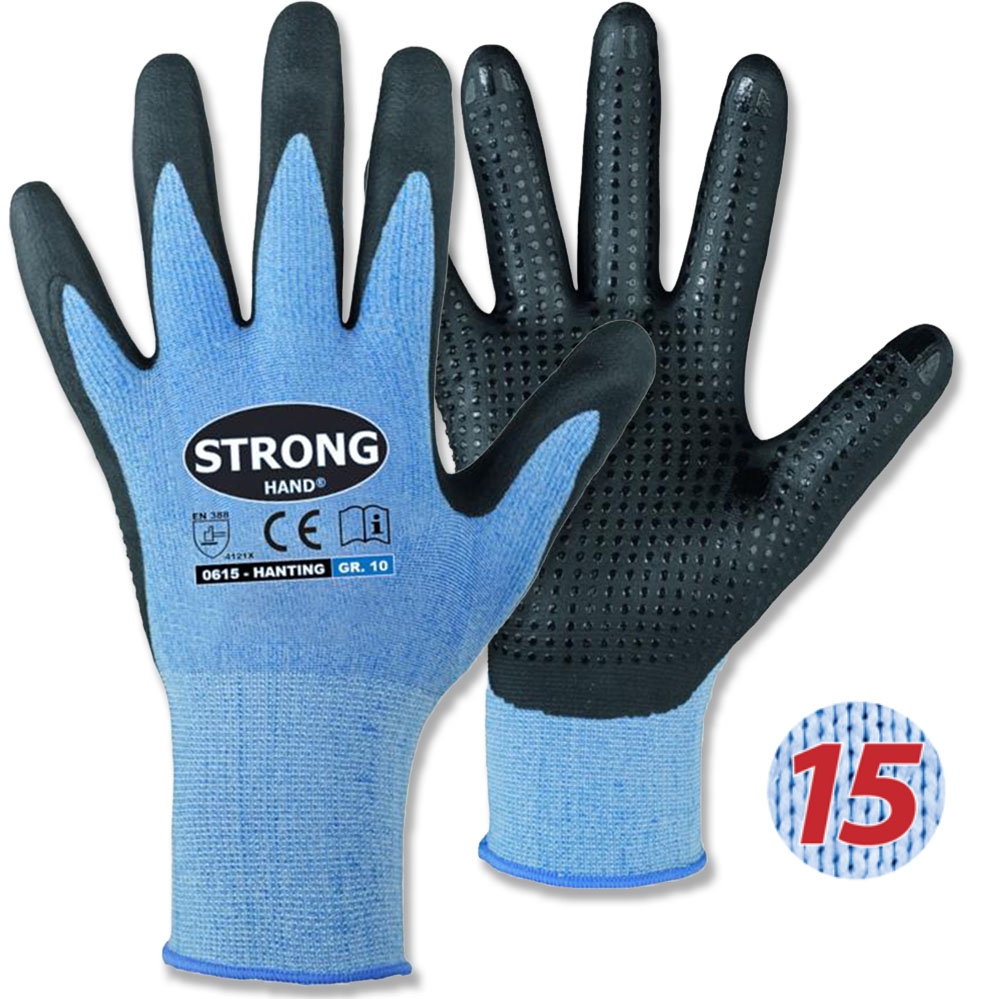 Găng tay bảo hộ phủ Nitrile chấm hạt Stronghand 0615 HANTING cỡ 7-11